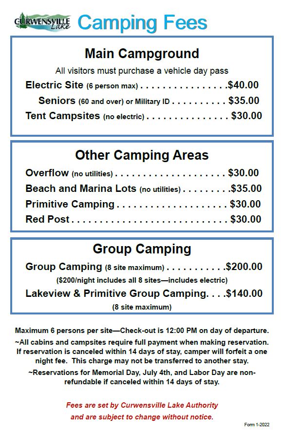 Rates – Curwensville Lake